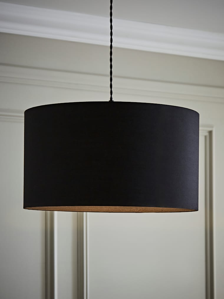 Large Black Fabric Drum Shade