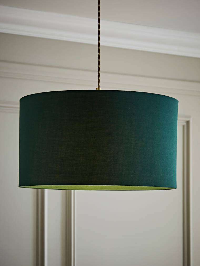 Large Forest Green Fabric Drum Shade