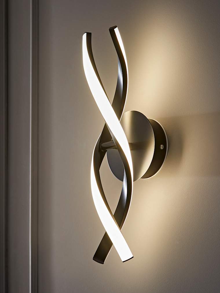 IP44 Matte Black Double Twist Wall Light