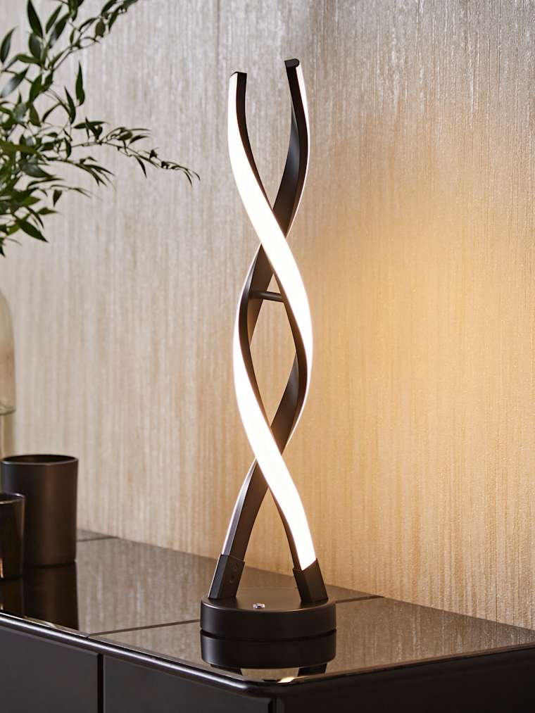 Matte Black Double Twist Table Lamp