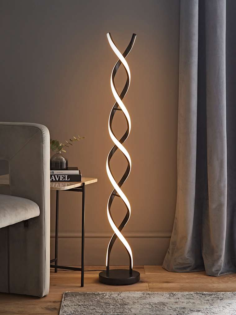 Matte Black Double Twist Floor Lamp
