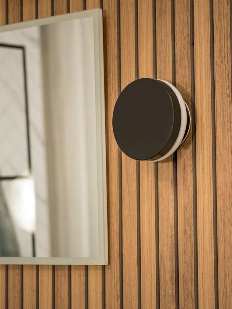 IP44 Matte Black Backlit Circle Wall Light