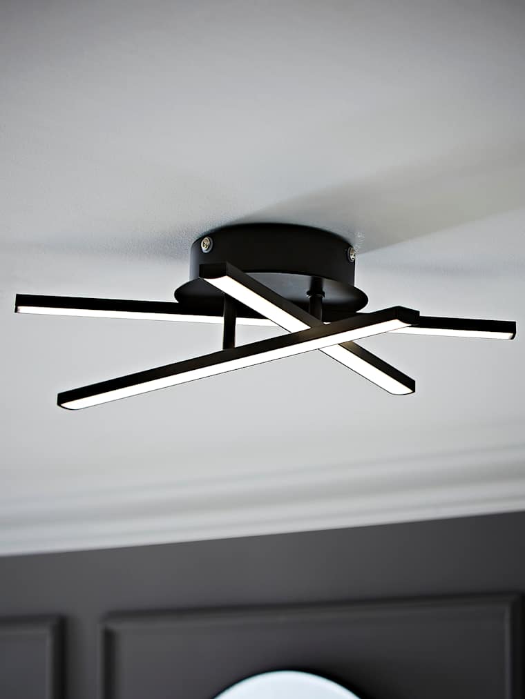 IP44 Matte Black 3 Arm Adjustable Wall and Ceiling Light