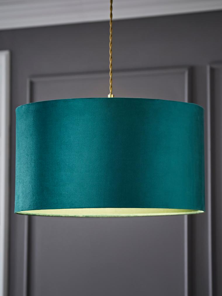Large Forest Green Velvet Drum Shade