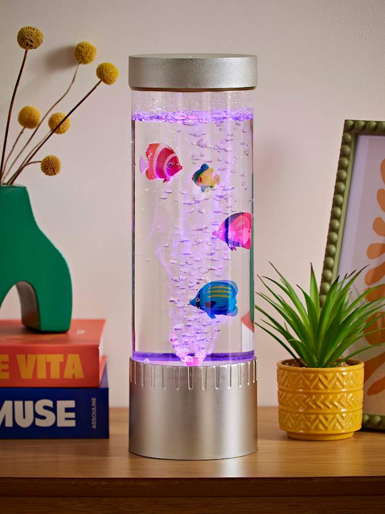 32cm Colour Changing LED Bubble Table Lamp with Floating Fish