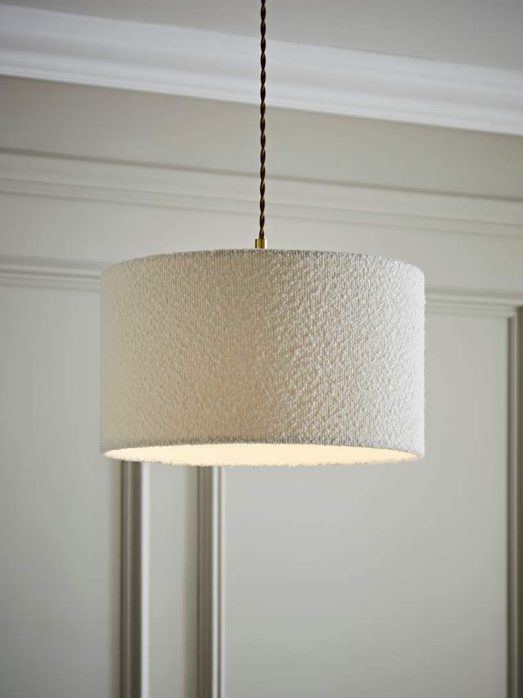 Medium Cream Boucle Drum Shade