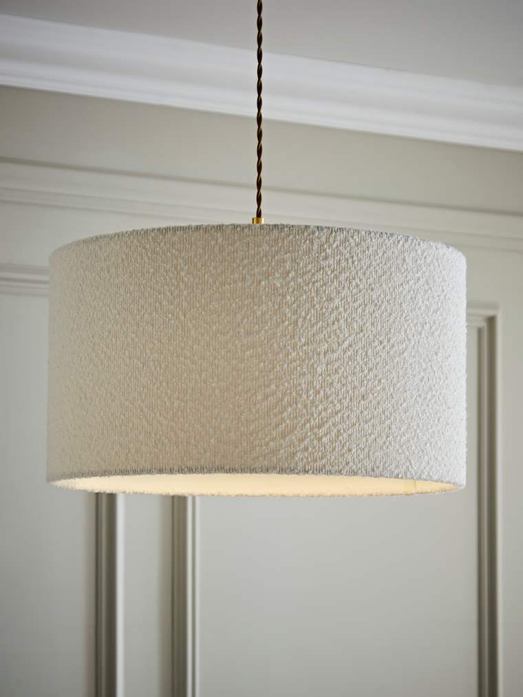 Large Cream Boucle Drum Shade