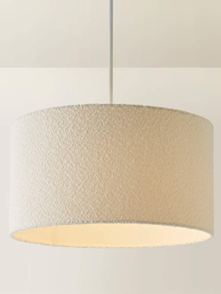 Large Cream Boucle Drum Shade