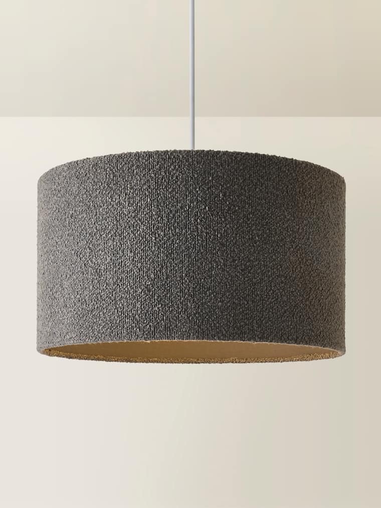 Large Charcoal Boucle Drum Shade