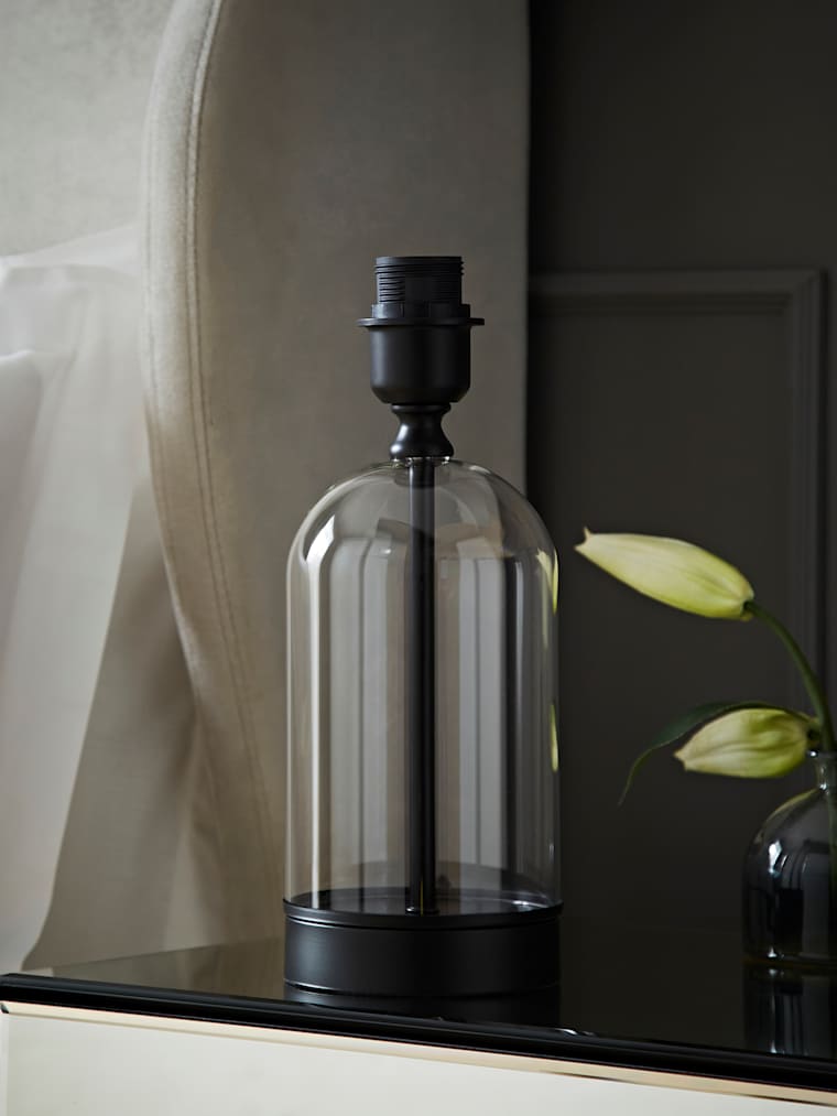 Glass Table Lamp with Black Base