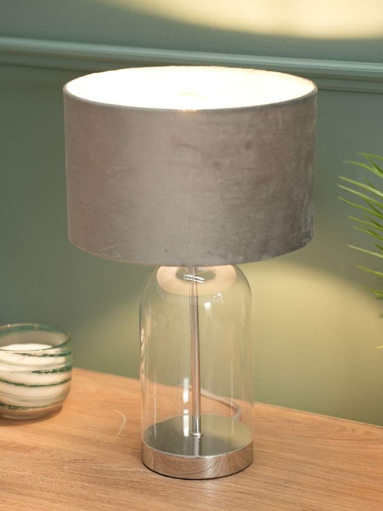 Glass Table Lamp with Chrome Base
