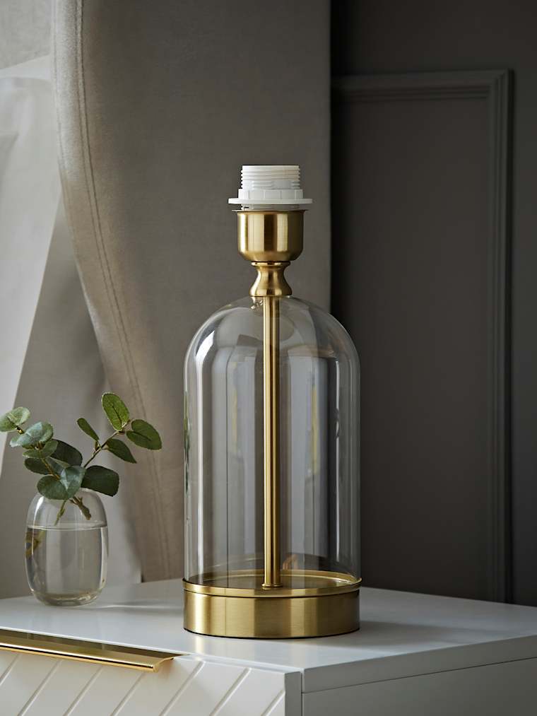 Glass Table Lamp with Gold Base