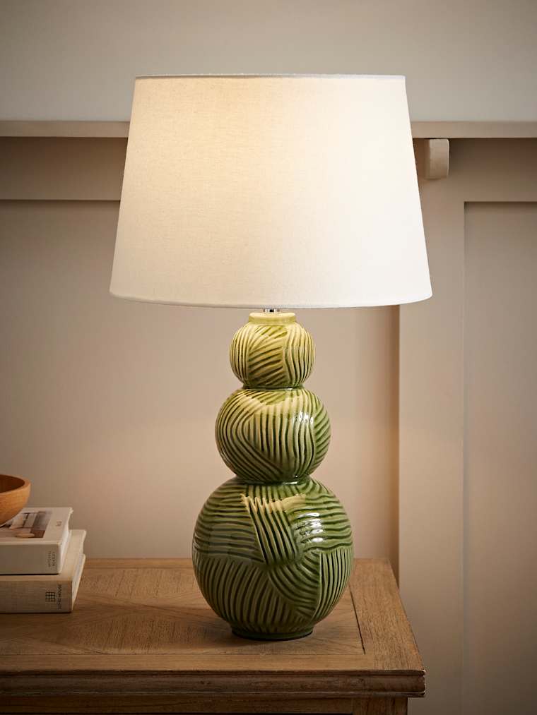 Stacked Green Ceramic Table Lamp
