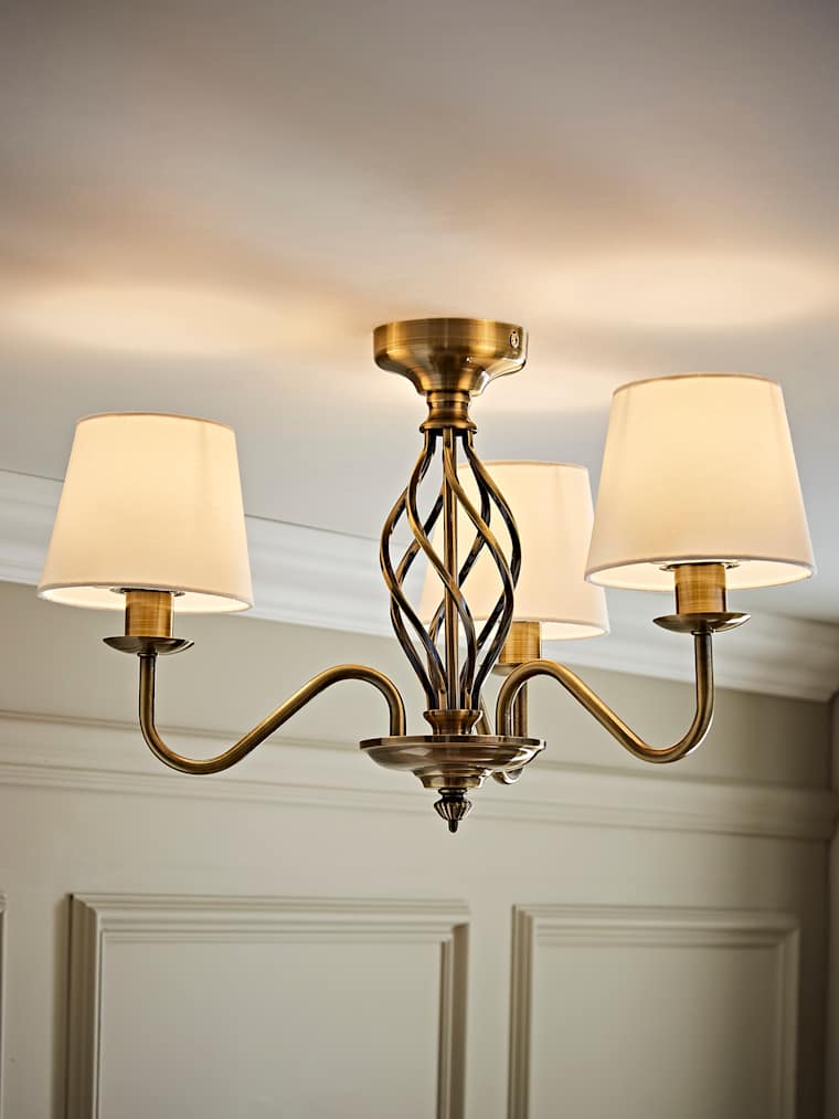 Antique Gold 3 Arm Twist Chandelier