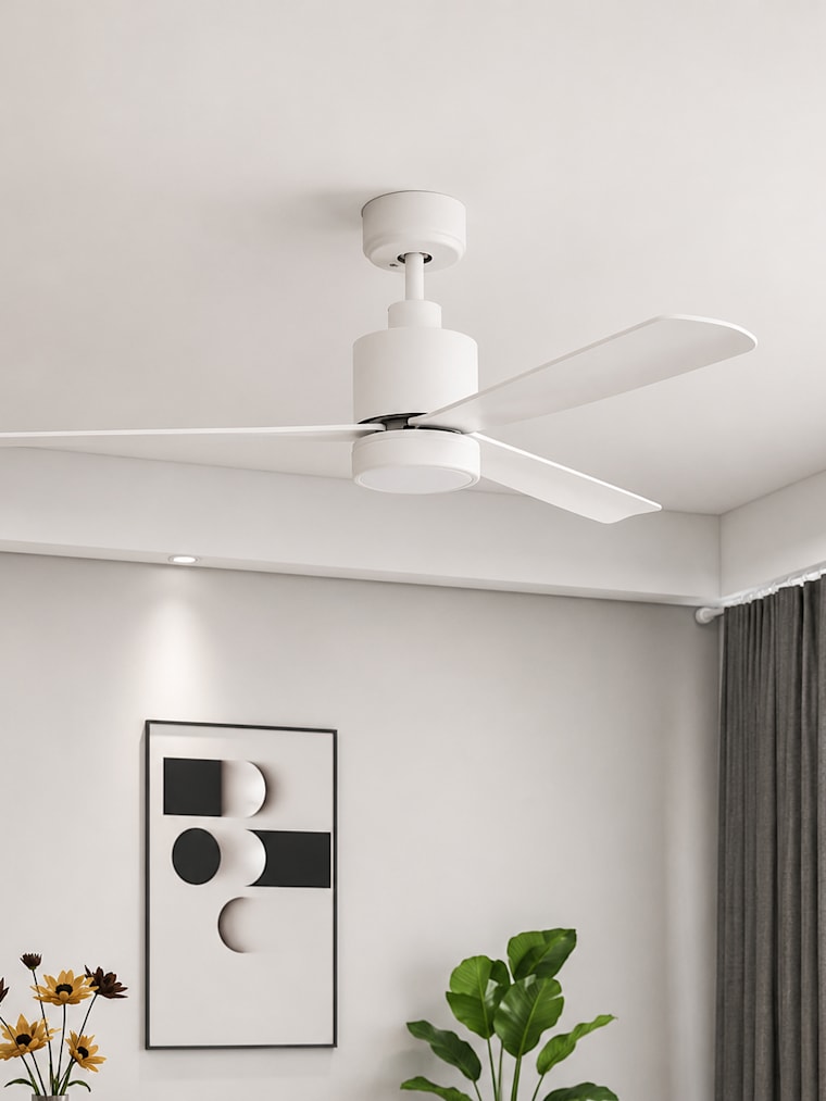 Matte White 52 Inch 3 Blade Integrated LED Ceiling Fan with Remote Control