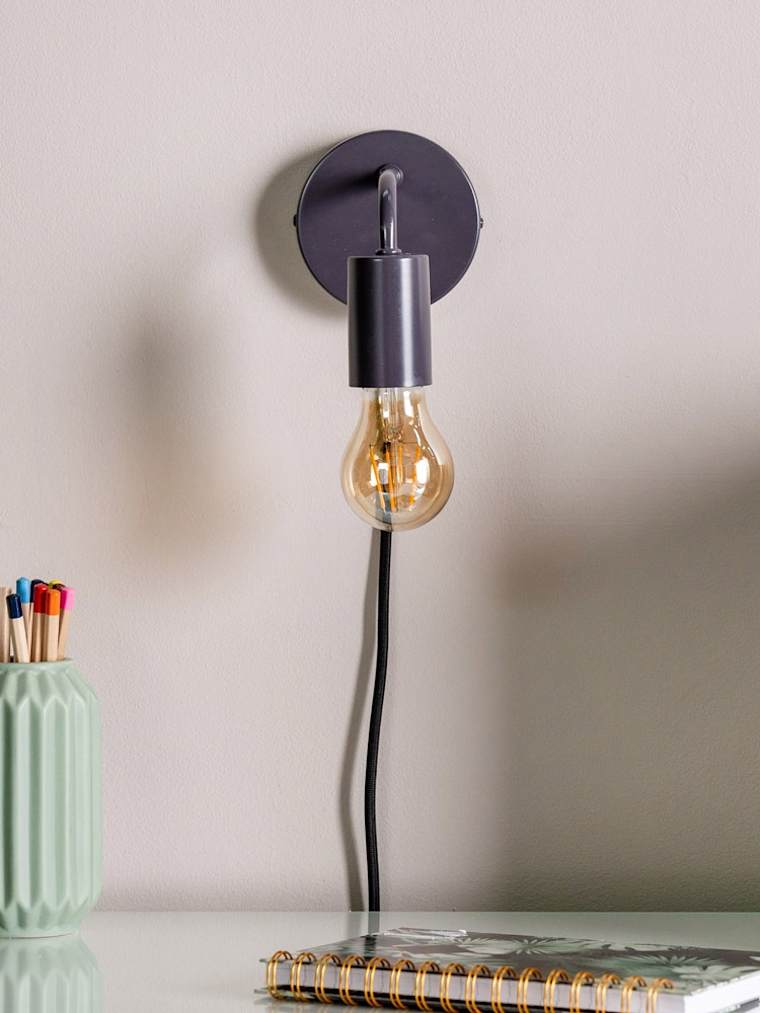 Charcoal Colour Pop Plug-in Wall Light