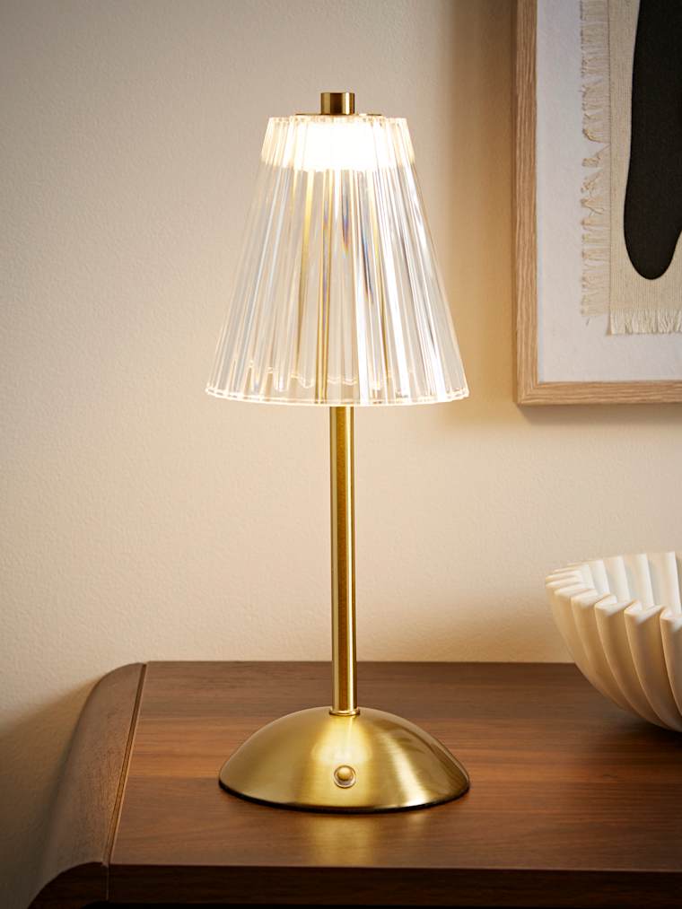Gold and Clear Rechargeable Table Lamp