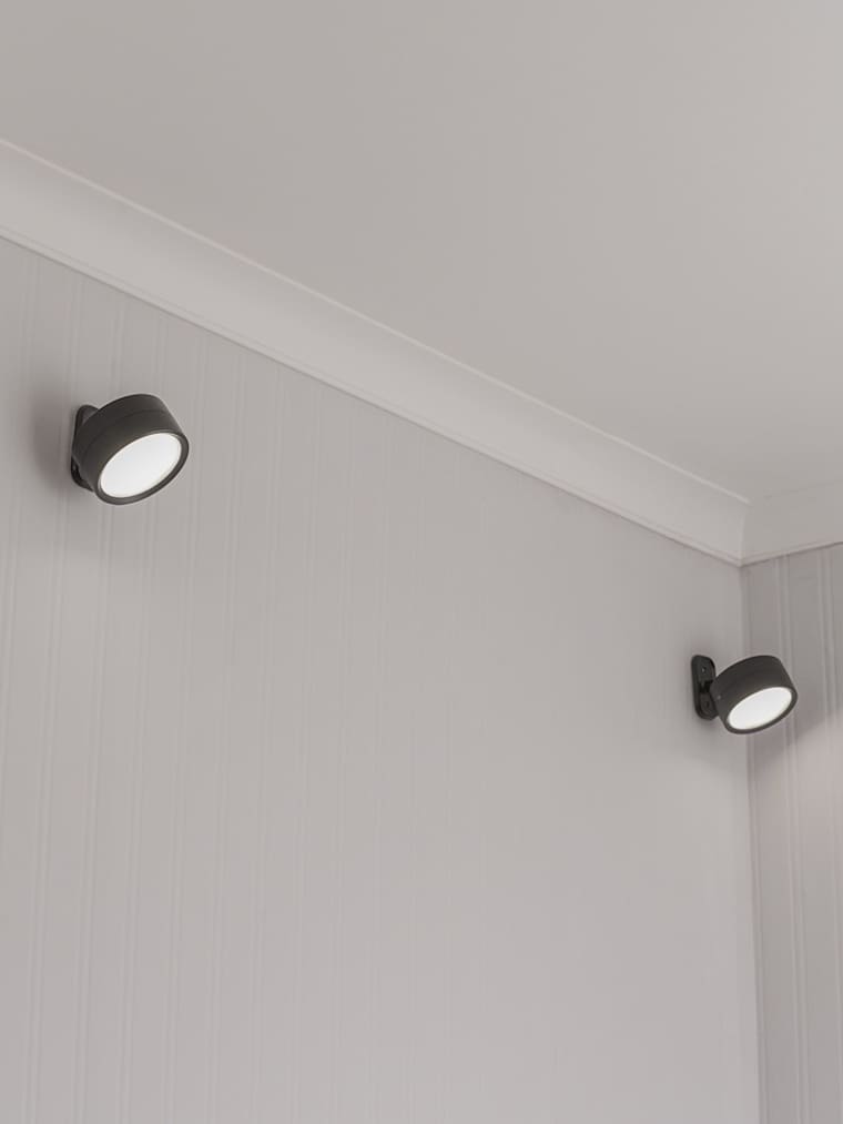 Pack of 2 Black Rechargeable and Adjustable RGB LED Wall Spotlights