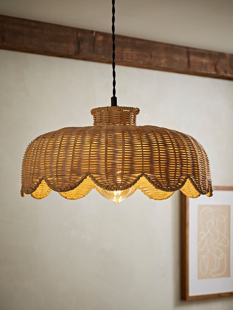 Scalloped Natural Rattan Ceiling Pendant Shade