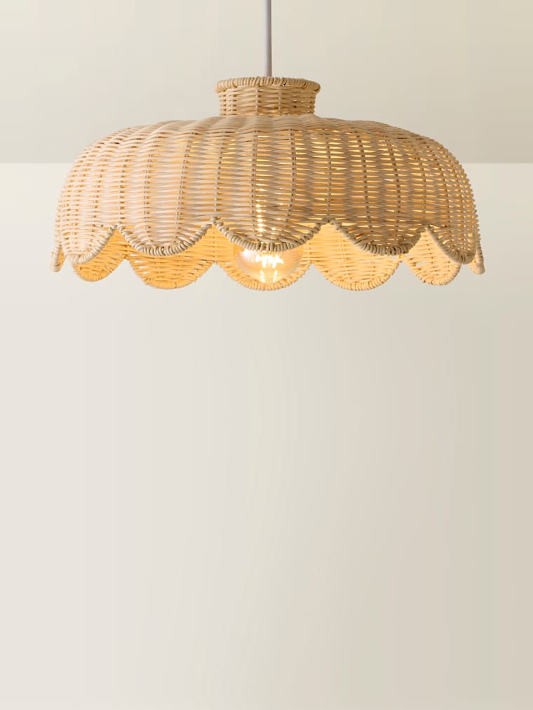 Scalloped Natural Rattan Ceiling Pendant Shade