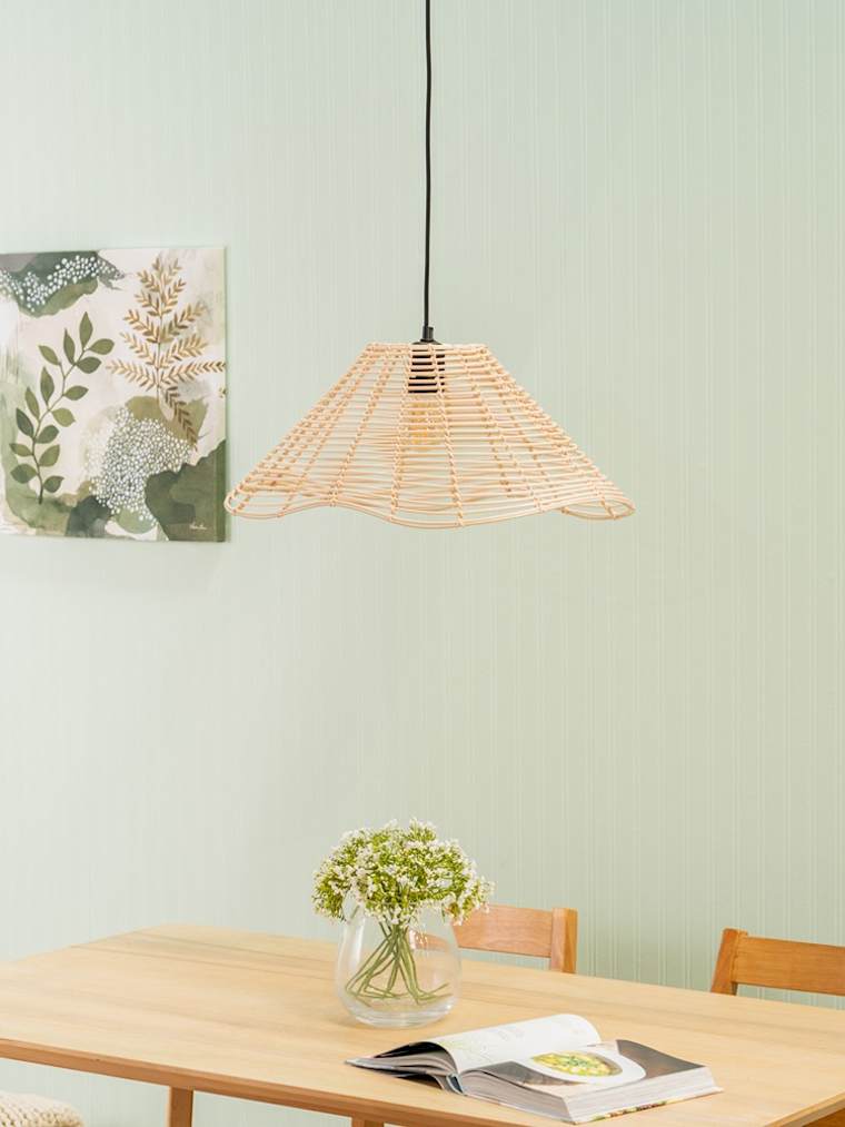 Wavy Natural Rattan Ceiling Shade