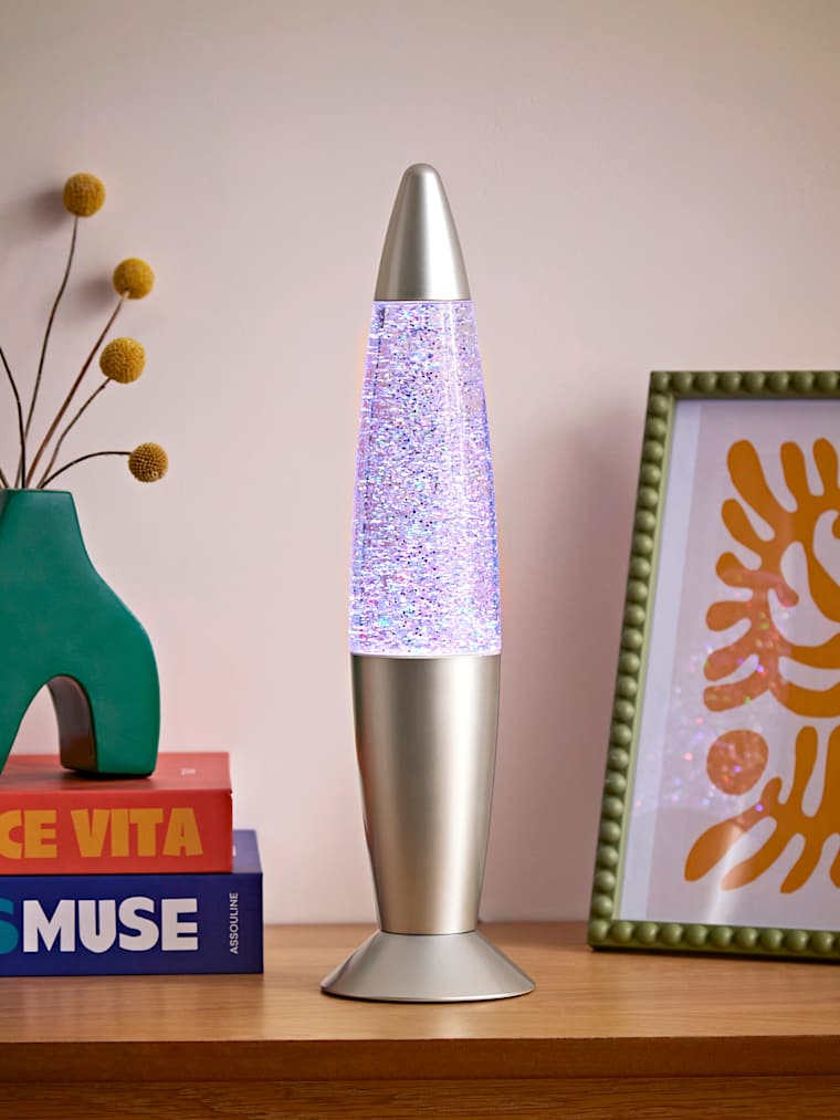 Battery Operated Rocket RGB LED Glitter Lamp