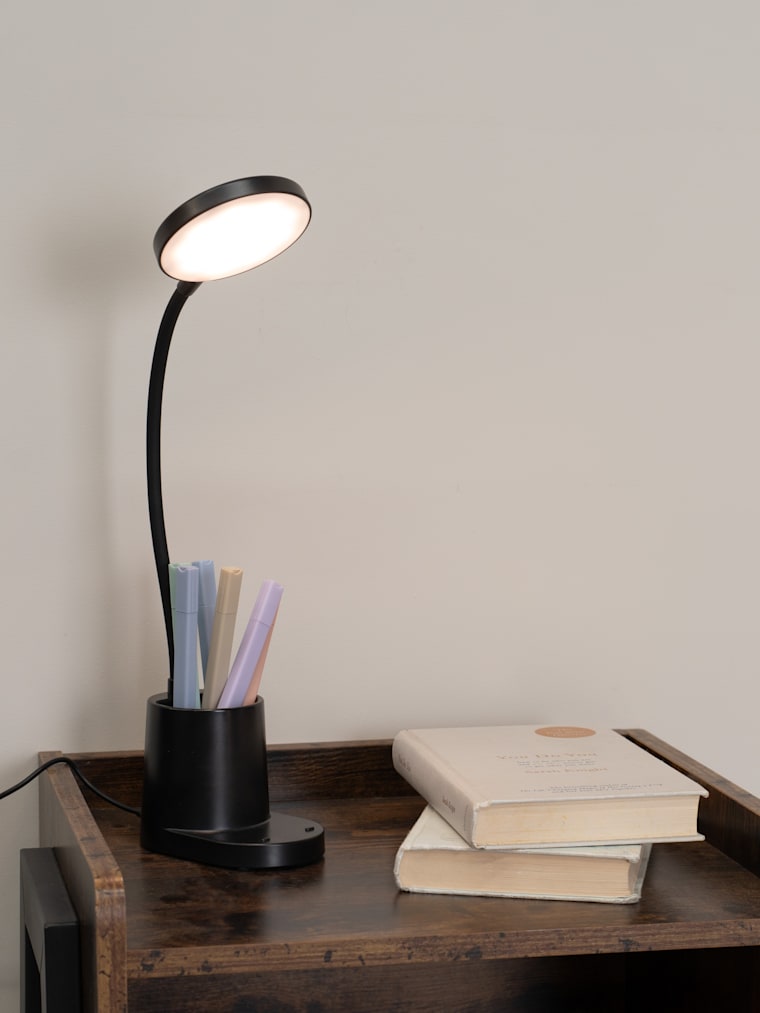 Black Rechargeable Dimmable Goose Neck Desk Lamp