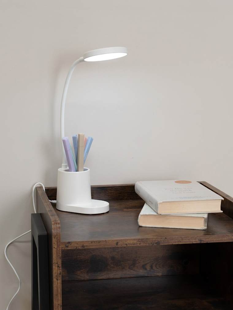 White Rechargeable Dimmable Goose Neck Desk Lamp