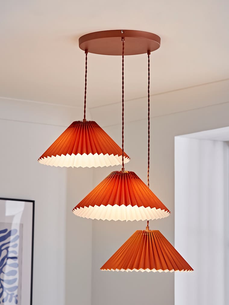 Burnt Orange 3-Way Pendant Ceiling Light