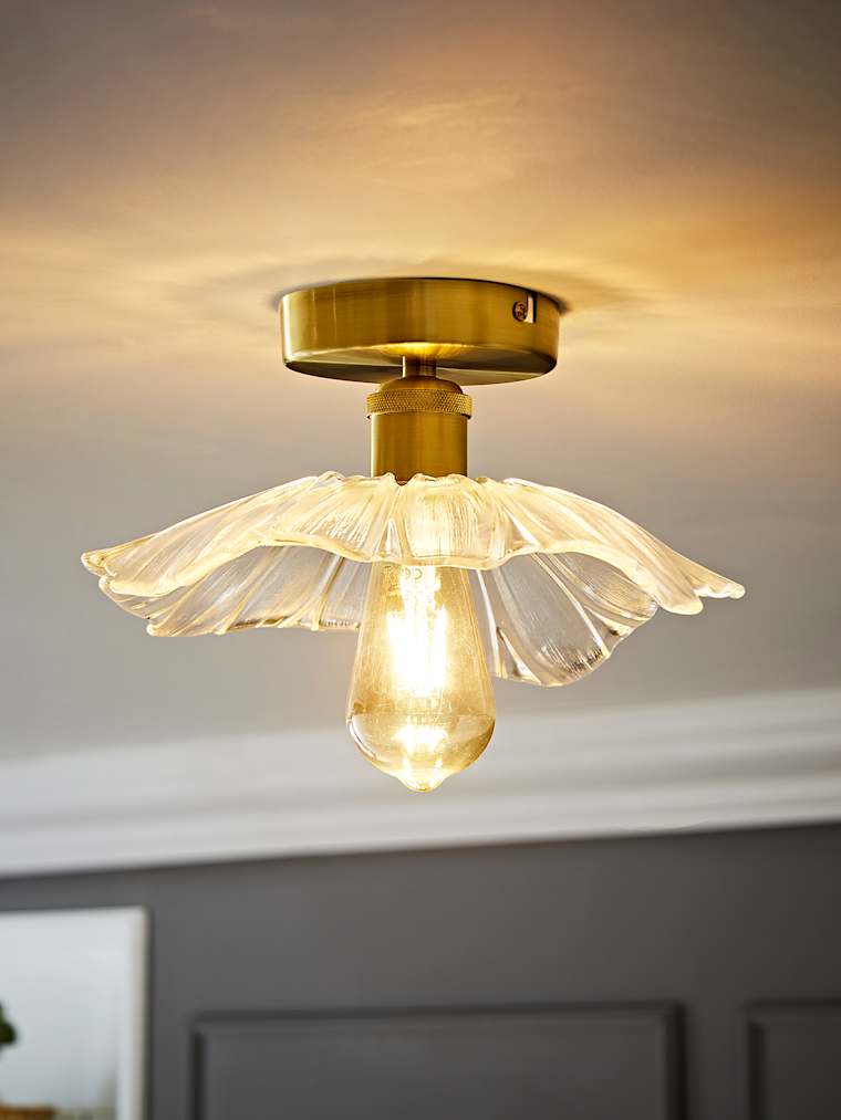 Glass Flower Flush Ceiling Light