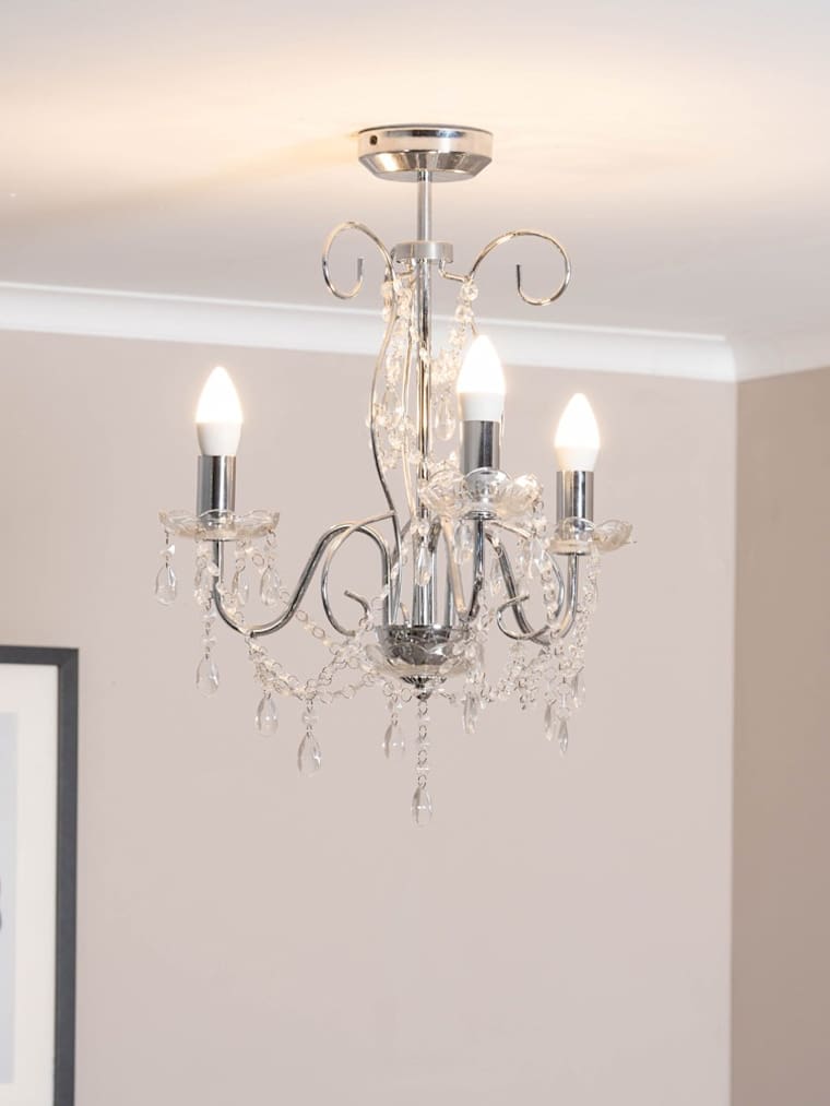 3-Way Chrome Crystal Effect Ceiling Chandelier