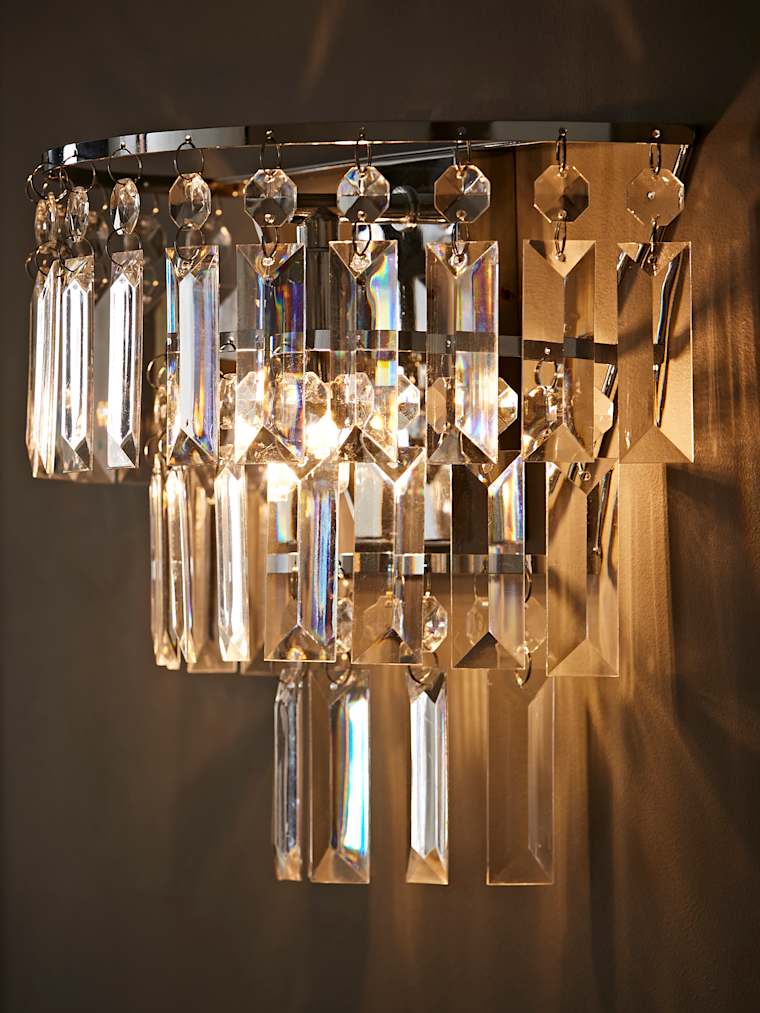 3 Tier Chrome and Clear Wall Light