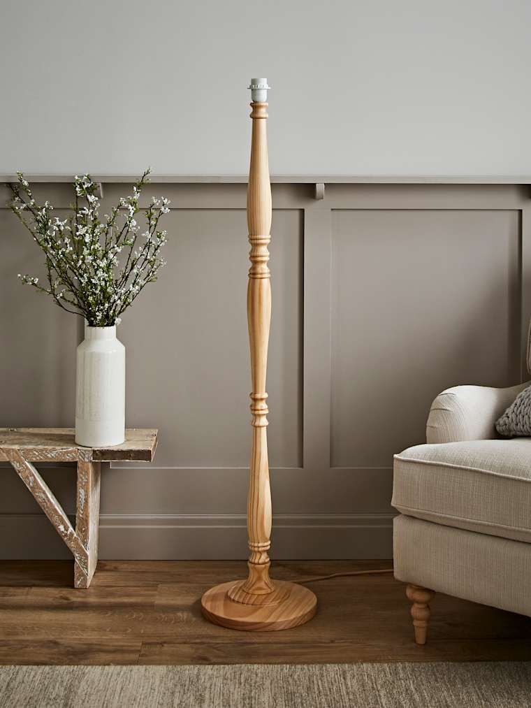 Light Wood Candlestick Floor Lamp Base