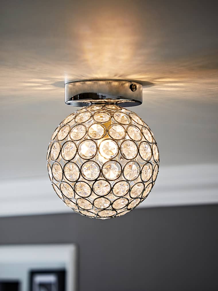 Chrome Sphere Flush Ceiling Light