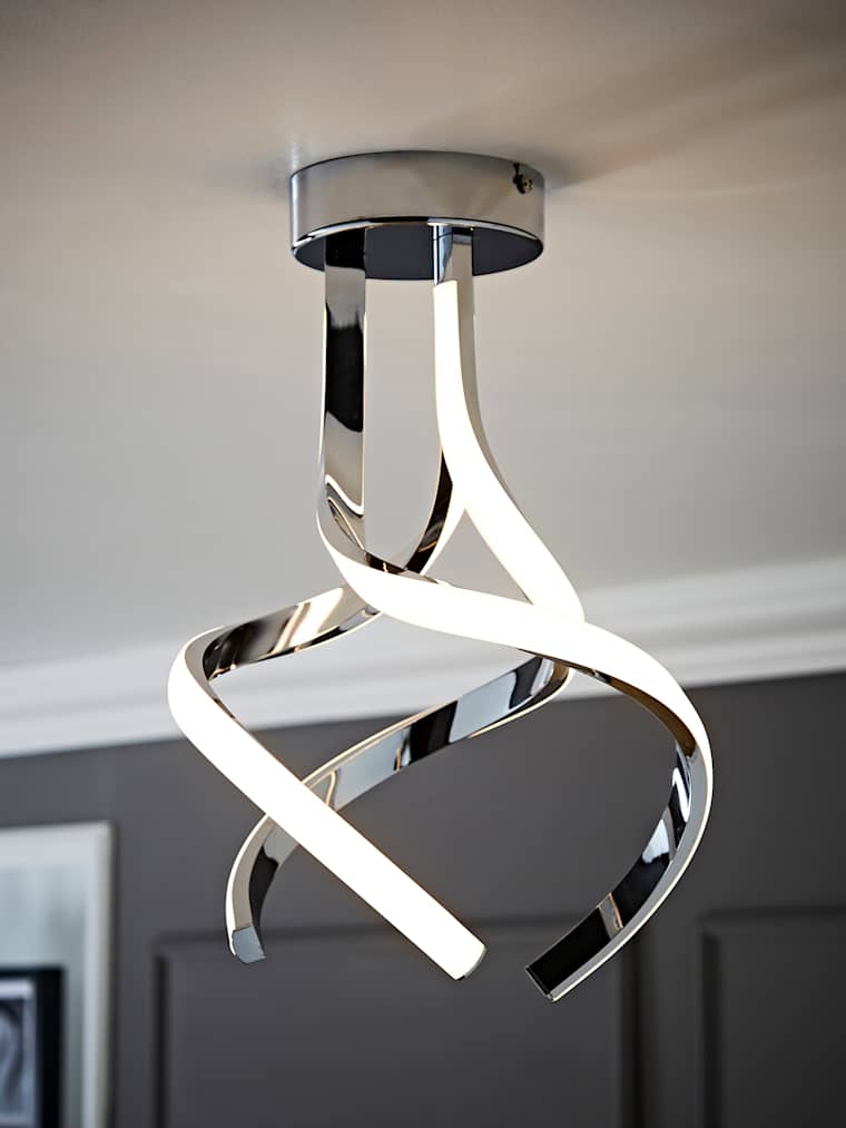 Brushed Chrome Integrated LED Twirl Ceiling Light