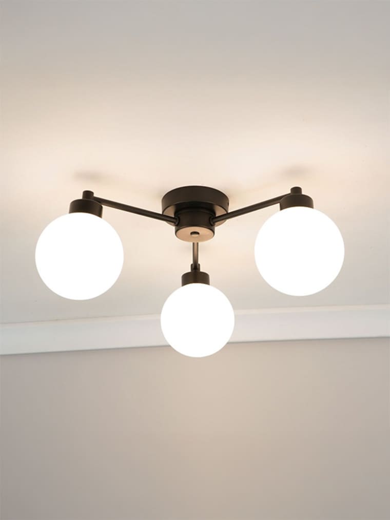 Matte Black 3 Arm Flush Ceiling Light