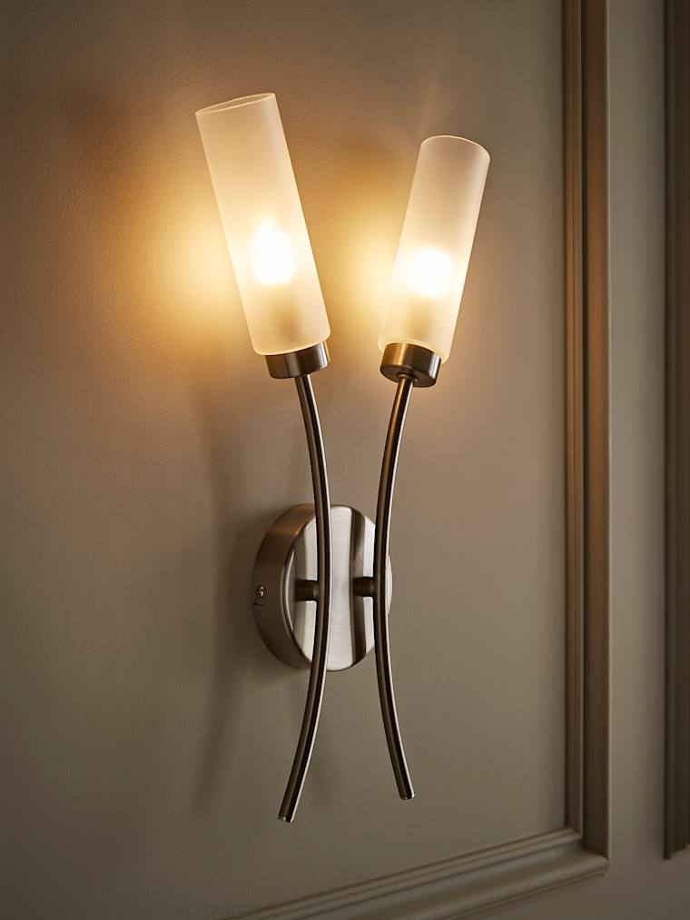 2-Way Brushed Chrome Wall Light