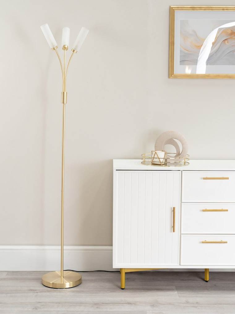 3-Way Brushed Gold Floor Lamp