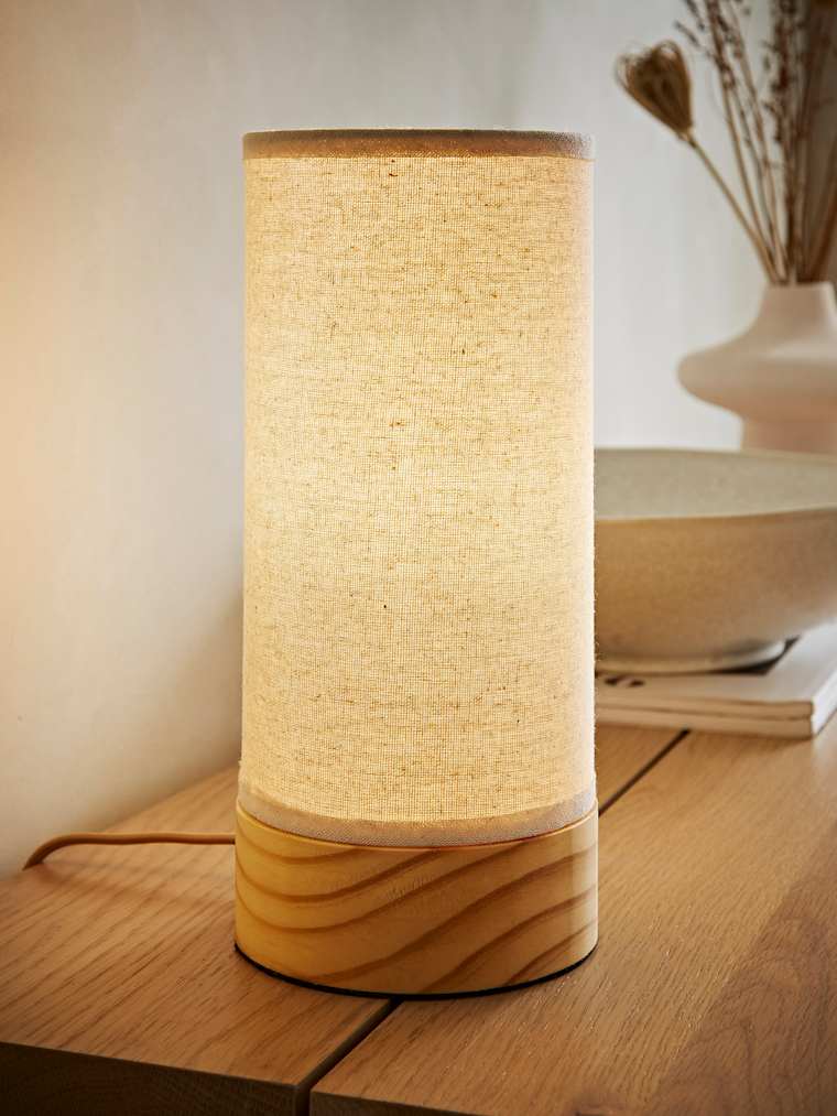 Natural Table Lamp with Cream Shade