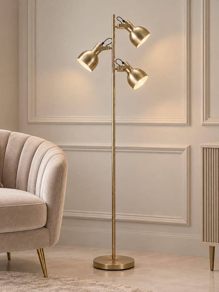 Brushed Gold 3-Way Floor Lamp