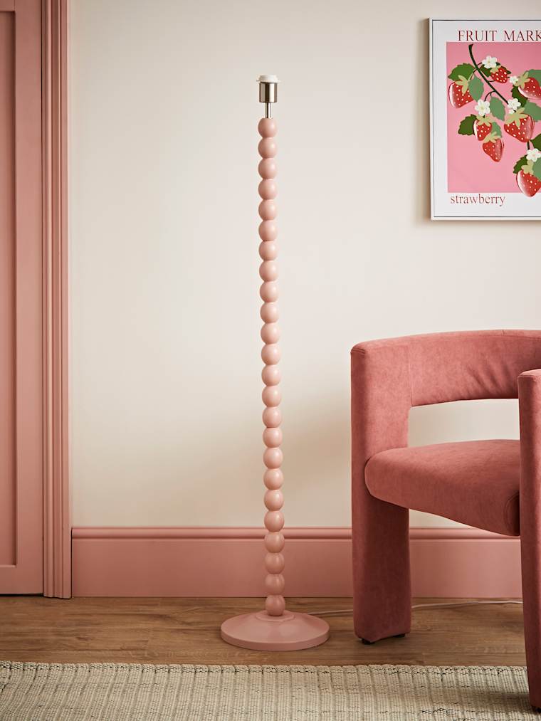 Bobbin Base Only Floor Lamp in Rose Pink