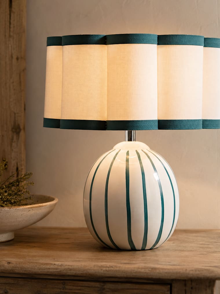 Sky Blue Striped Ceramic Table Lamp