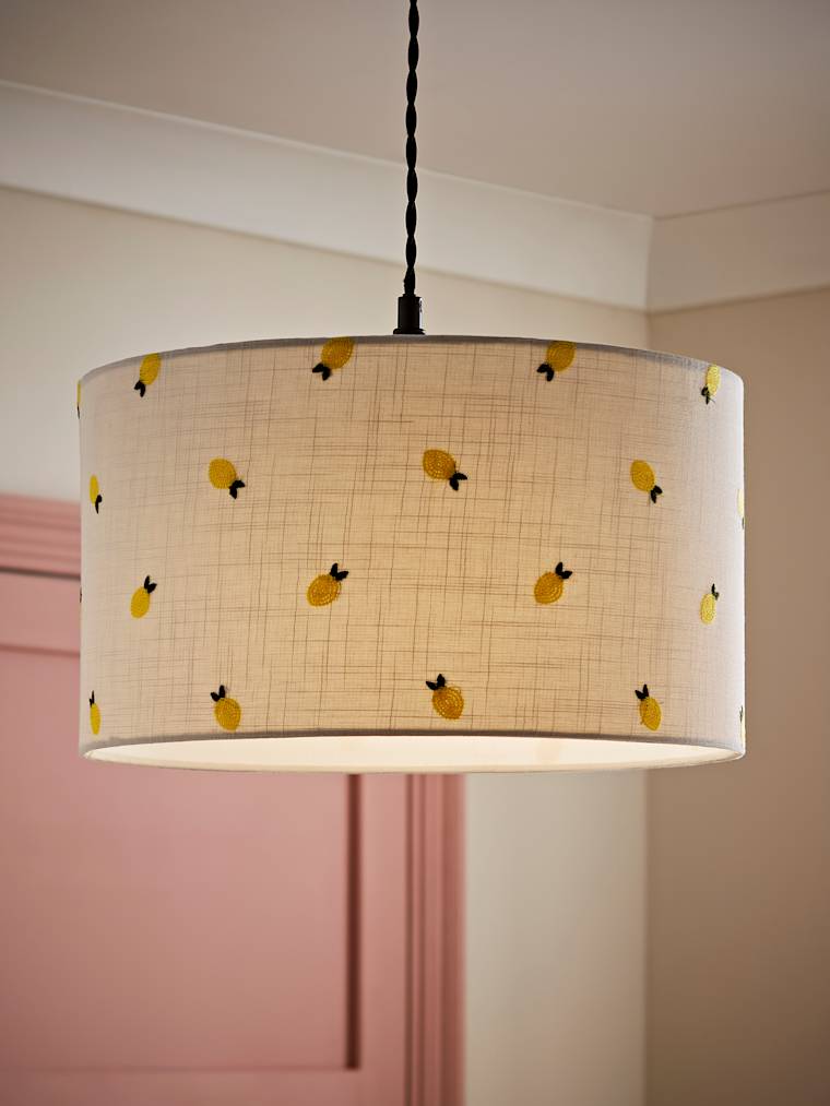 Medium Drum Shade with Lemon Embroidery