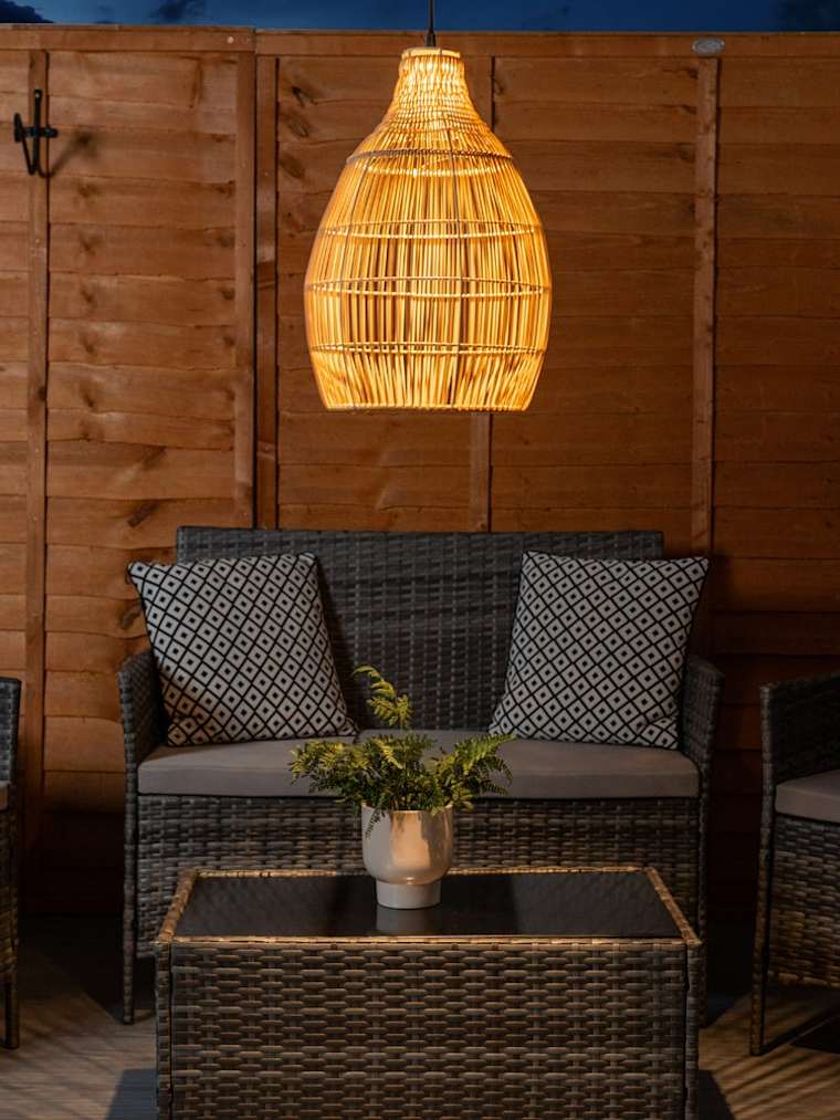 Teardrop Wicker Style Pendant Light