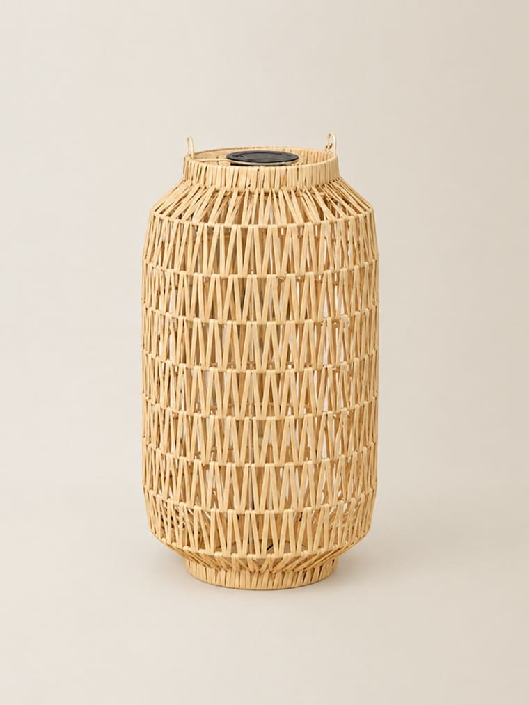 Solar Rattan Lantern with Rope Handle