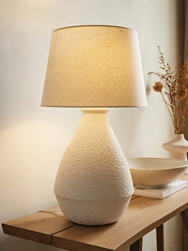 Hand-Finished Large Cream Speckled Ceramic Table Lamp