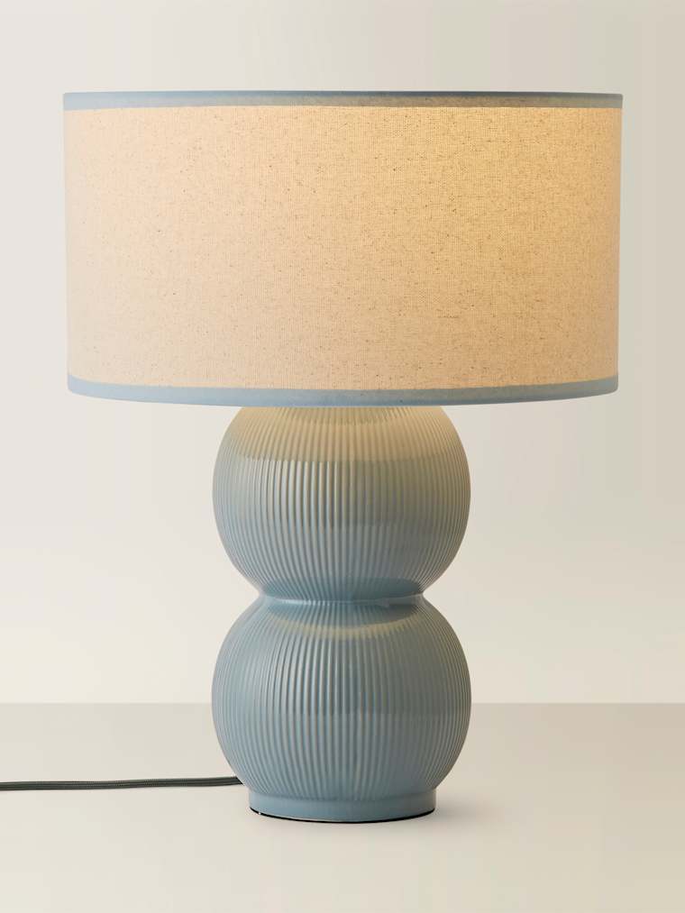 Green Stacked Ribbed Table Lamp