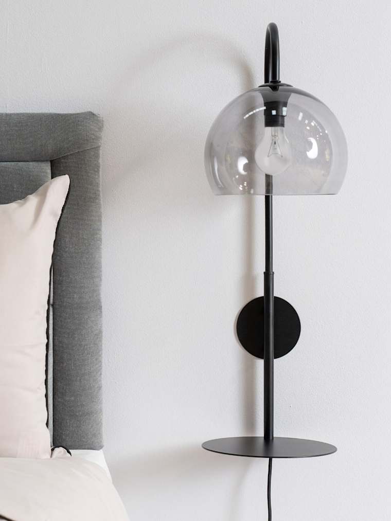 Glass Globe Wall Light with Integrated Shelf