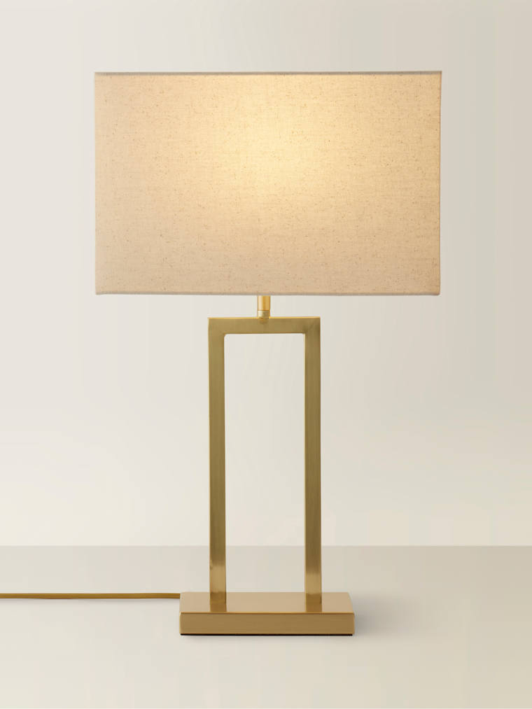 Gold Double Stem Table Lamp with Rectangular Shade
