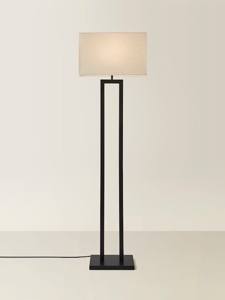 Black Double Stem Floor Lamp with Rectangular Shade